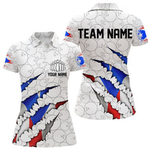 Load image into Gallery viewer, Personalized Puerto Rico Flag Bowling Polo Shirts For Women, Puerto Rico Bowling Jerseys IPHW8725