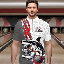 Load image into Gallery viewer, Custom Red Shark Bowling Quarter-Zip Shirts For Men, Shark Bowling Team Tournament Outfits IPHW8728