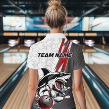 Load image into Gallery viewer, Custom Red Shark Bowling Quarter-Zip Shirt For Women, Shark Bowling Team Tournament Outfits IPHW8728