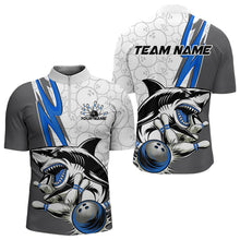 Load image into Gallery viewer, Custom Blue Shark Bowling Quarter-Zip Shirts For Men, Shark Bowling Team Tournament Outfits IPHW8729