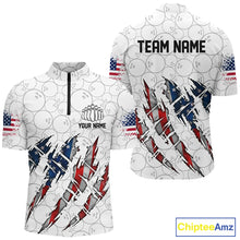 Load image into Gallery viewer, Custom American Flag Patriotic Bowling Shirts For Men, Personalized Bowling Team Shirts IPHW7044