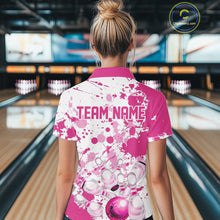 Load image into Gallery viewer, Custom Pink Bowling Polo Shirts For Women, Bowling Team Shirts Bowling Jerseys With Name IPHW7052