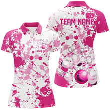 Load image into Gallery viewer, Custom Pink Bowling Polo Shirts For Women, Bowling Team Shirts Bowling Jerseys With Name IPHW7052