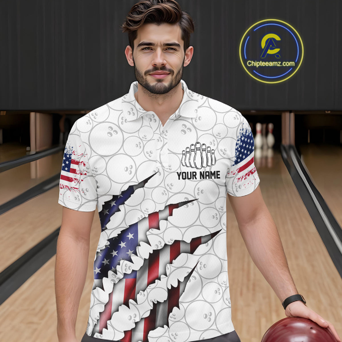 Personalized American Flag US Bowling Team Hawaiian Shirts For Men Patriotic Bowling Gifts IPHW5523