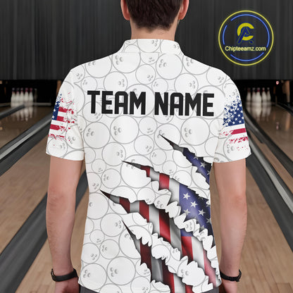 Personalized American Flag US Bowling Team Hawaiian Shirts For Men Patriotic Bowling Gifts IPHW5523