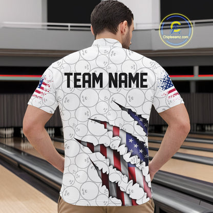 Personalized American Flag Bowling Team Shirts For Men And Women Patriotic Bowling Gifts IPHW5523