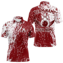Load image into Gallery viewer, Personalized White And Brick Red Bowling Team Polo Shirts For Men, Bowling Tournament Outfits IPHW8746