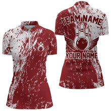 Load image into Gallery viewer, Custom White And Brick Red Bowling Quarter-Zip Shirts For Women, Bowling Tournament Outfits IPHW8746