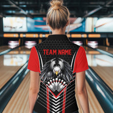 Load image into Gallery viewer, Custom Black And Red Eagle Bowling Jerseys, Bowling Team Women Quarter-Zip Shirts IPHW8748