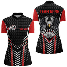 Load image into Gallery viewer, Custom Black And Red Eagle Bowling Jerseys, Bowling Team Women Quarter-Zip Shirts IPHW8748