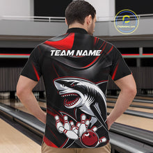 Load image into Gallery viewer, Custom Black And Red Shark Bowling Team Quarter-Zip Shirts For Men, Bowling League Shirt IPHW9002
