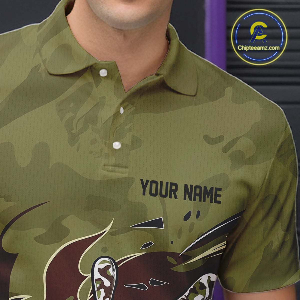 Custom Military Camo Bowling Polo Shirts For Men, Patriotic Veteran Bowling Team Shirt IPHW8038