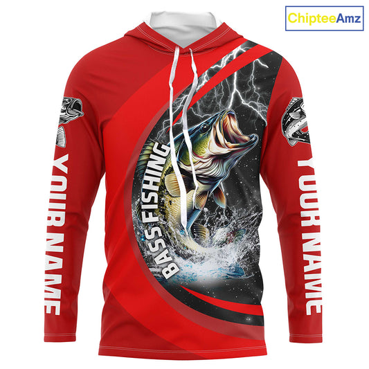 Personalized Bass Fishing Jerseys, Largemouth Bass Tournament Fishing Shirts | Red IPHW5703