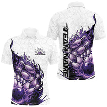 Load image into Gallery viewer, Cusom Purple Blue Flame Bowling Men Polo Team Shirt, Fire Bowling Tournament Jersey IPHW11128