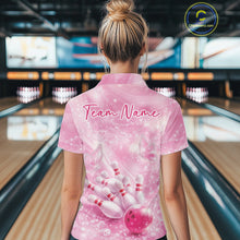 Load image into Gallery viewer, Custom Elegant Pink Butterfly And Diamond Women Bowling Polo Shirt, Ladies Outfit IPHW11141