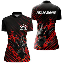 Load image into Gallery viewer, Custom Black And Red Flame Ladies Bowling Shirts, Strike Bowling Team Shirts Outfit Bowling IPHW7319
