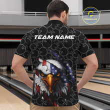 Load image into Gallery viewer, Custom Patriotic Eagle Men Bowling Team Shirt, US Flag Eagle Bowling League Shirt IPHW10191