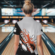 Load image into Gallery viewer, Custom Orange Flame Strike Bowling Women Quarter-Zip Shirts, Team Bowling League Shirt IPHW8779