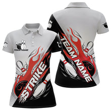 Load image into Gallery viewer, Custom Red Flame Strike Bowling Women Polo Shirts, Team Uniform Bowling League Shirt IPHW8780