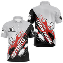 Load image into Gallery viewer, Custom Red Flame Strike Bowling Men Polo Shirts, Bowling Team Uniform Bowling League Shirt IPHW8780
