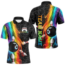 Load image into Gallery viewer, Custom Colorful Rainbow Flame Bowling Team Polo Shirts For Men, Bowling Tournament Outfits IPHW8784