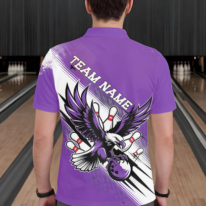 Custom Purple Eagle Bowling Jerseys, Eagle Bowling Men Polo Shirts Team Uniform Bowlers Outfit IPHW8788