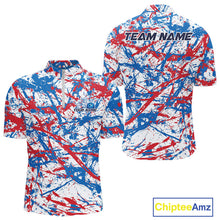 Load image into Gallery viewer, Custom Red, White And Blue Splatter Patriotic Bowling Quarter-Zip Team Shirts For Men IPHW9263