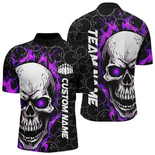 Load image into Gallery viewer, Custom Flaming Skull Team Bowling Shirts For Men, Halloween Bowling Jerseys | Purple IPHW5181