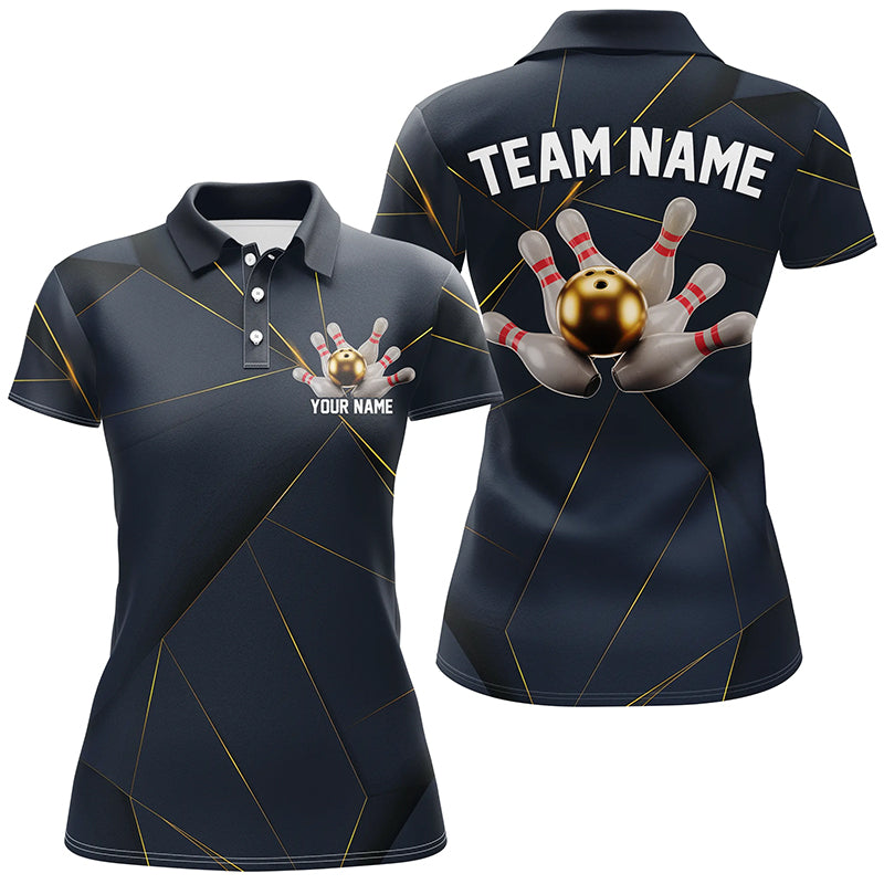 Custom Golden Bowling Shirts For Women, Flame Bowling Team Shirts Bowling Uniform IPHW7336