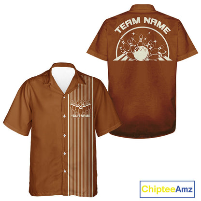 Custom Classic Striped Vintage Bowling Shirt, Retro Bowling Button Up Team Shirt IPHW10075