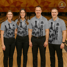Load image into Gallery viewer, Custom American Flag Skull Bowling Shirts For Men, Patriotic Team Bowling Jerseys IPHW5846