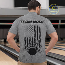 Load image into Gallery viewer, Custom American Flag Skull Bowling Shirts For Men, Patriotic Team Bowling Jerseys IPHW5846