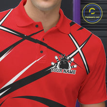 Load image into Gallery viewer, Custom Red Bowling Jerseys, Bowling Team Tournament Polo Shirts For Men IPHW11410