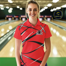 Load image into Gallery viewer, Custom Red Bowling Jerseys, Bowling Team Tournament Polo Shirts For Women IPHW11410