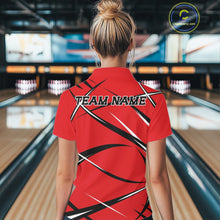 Load image into Gallery viewer, Custom Red Bowling Jerseys, Bowling Team Tournament Polo Shirts For Women IPHW11410