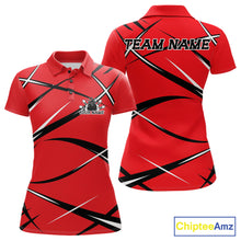 Load image into Gallery viewer, Custom Red Bowling Jerseys, Bowling Team Tournament Polo Shirts For Women IPHW11410