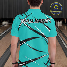 Load image into Gallery viewer, Custom Turquoise Blue Bowling Jerseys, Bowling Team Tournament Polo Shirts For Men IPHW11411