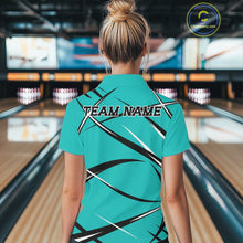 Load image into Gallery viewer, Custom Turquoise Blue Bowling Jerseys, Bowling Team Tournament Polo Shirts For Women IPHW11411
