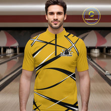 Load image into Gallery viewer, Custom Yellow Bowling Jerseys, Bowling Team Tournament Quarter-Zip Shirts For Men IPHW11412