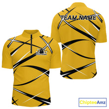Load image into Gallery viewer, Custom Yellow Bowling Jerseys, Bowling Team Tournament Quarter-Zip Shirts For Men IPHW11412