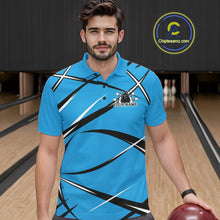 Load image into Gallery viewer, Custom Blue Bowling Jerseys, Bowling Team Tournament Polo Shirts For Men IPHW11413