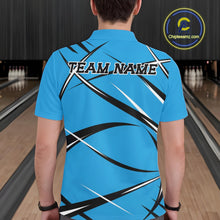 Load image into Gallery viewer, Custom Blue Bowling Jerseys, Bowling Team Tournament Polo Shirts For Men IPHW11413