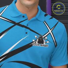 Load image into Gallery viewer, Custom Blue Bowling Jerseys, Bowling Team Tournament Polo Shirts For Men IPHW11413