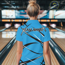 Load image into Gallery viewer, Custom Blue Bowling Jerseys, Bowling Team Tournament Polo Shirts For Women IPHW11413
