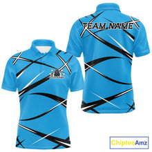 Load image into Gallery viewer, Custom Blue Bowling Jerseys, Bowling Team Tournament Polo Shirts For Men IPHW11413