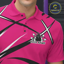 Load image into Gallery viewer, Custom Pink Bowling Jerseys, Bowling Team Tournament Polo Shirts For Men IPHW11414