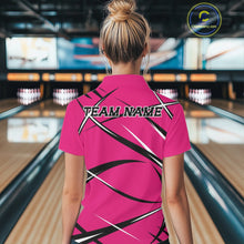Load image into Gallery viewer, Custom Pink Bowling Jerseys, Bowling Team Tournament Polo Shirts For Women IPHW11414