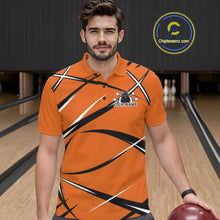 Load image into Gallery viewer, Custom Orange Bowling Jerseys, Bowling Team Tournament Polo Shirts For Men IPHW11415