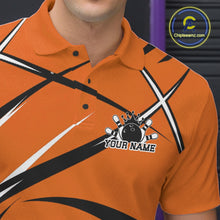 Load image into Gallery viewer, Custom Orange Bowling Jerseys, Bowling Team Tournament Polo Shirts For Men IPHW11415