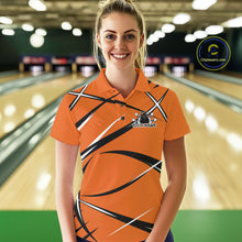 Load image into Gallery viewer, Custom Orange Bowling Jerseys, Bowling Team Tournament Polo Shirts For Women IPHW11415